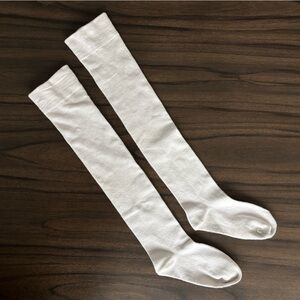 Knee-high socks, solid white (size OS)